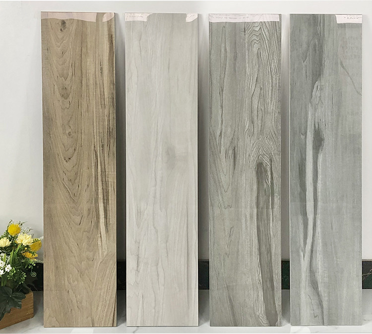 Gloss Surface Wood Porcelain Floor Tiles 10mm Thickness Outdoor Decoration