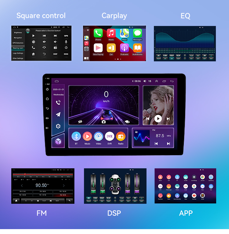 Universal Android Car Radio 4+4core 2+32GB IPS DSP 2din AM FM RDS Hifi Picture in Picture Carplay Car stereo Car dvd Pla