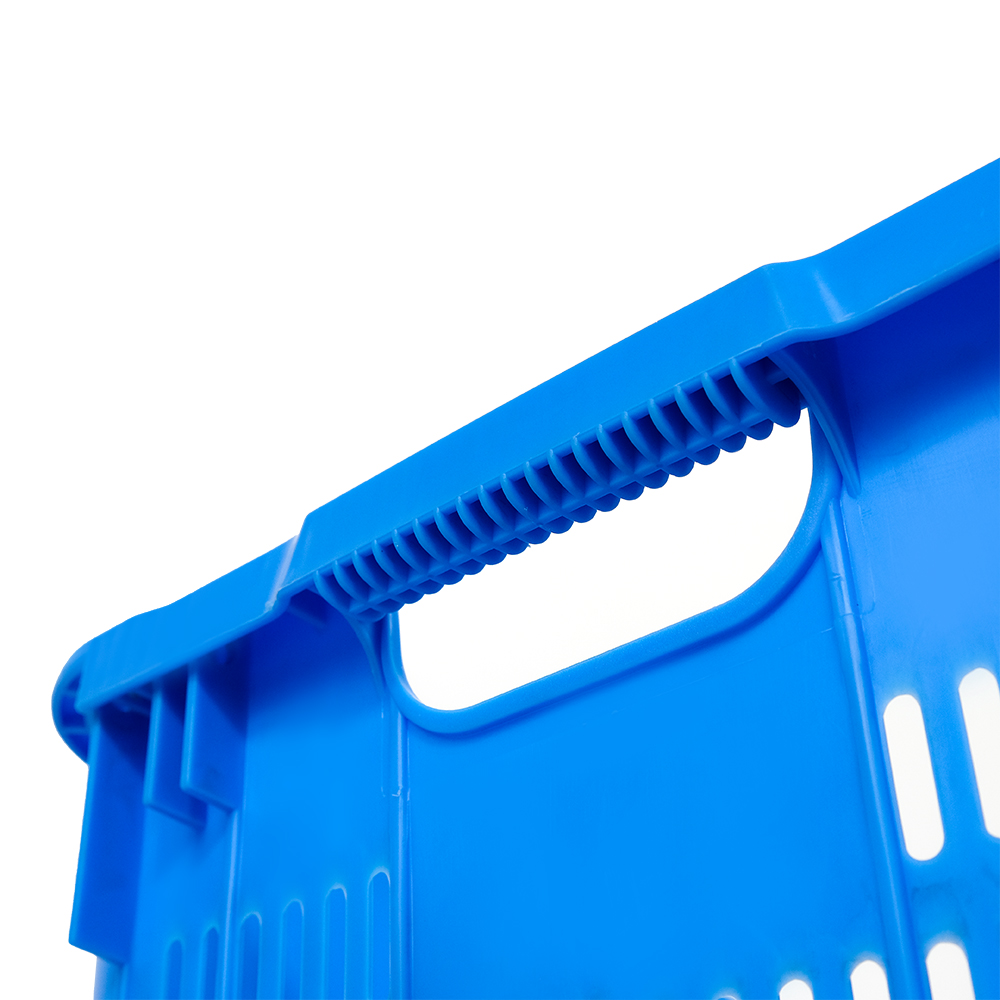 Food Grade PP Plastic Basket Stackable Stacking and Nesting Plastic Crate with Handle