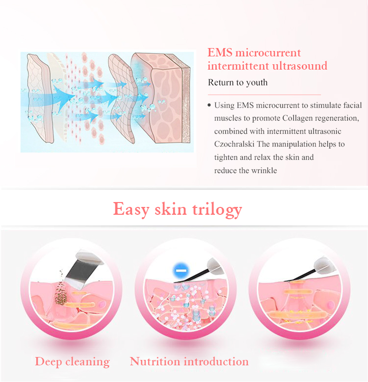 25 KHZ Ultrasonic Skin Scrubber Spatula Face Clean Beauty Equipment