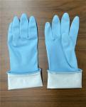 M 45g Blue Color 300mm Flock Lined Latex Gloves For Kitchen