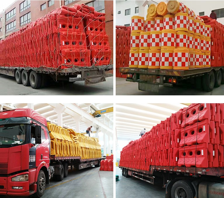 Red Customized Plastic Water Filled Road Safety Barriers PE For Traffic Regulation