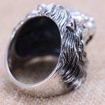 Men Style Lion Heads Design Chunky Black 925 Silver Ring (XH047098W)