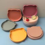 Multi Color Cute Silicone Dinner Plates For Children Kitchen Supplies
