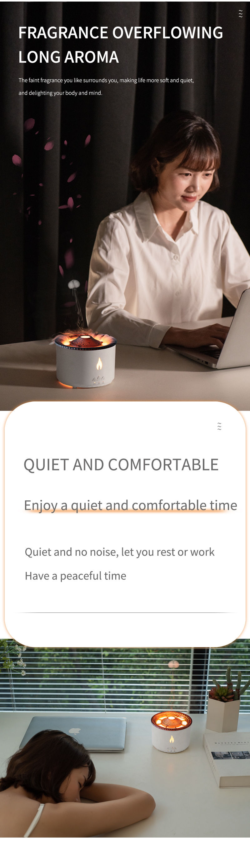 350ML Capacity 3D Flame Effect Volcano Air Humidifier Aroma Diffuser for Home Fragrance