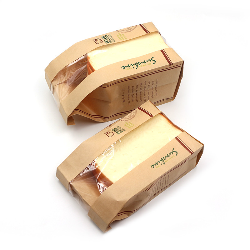 Strong Bottom Brown Paper Bread Bag With 8 Color Flexo Printing Waterbased Ink Printing
