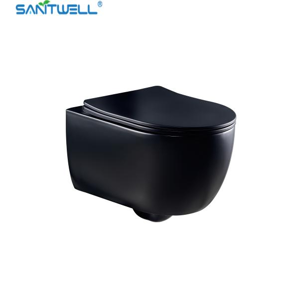 Buy cheap Sanitwell SWJ1125MB Bathroom wc matt black toilet bowl rimless flush from wholesalers