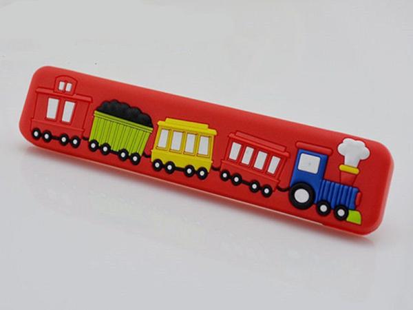 Quality Big Train Colorful Rubber Drawer Pulls Cartoon Knobs 32mm Soft Plastic Kids Bedroom Furniture Handles for sale
