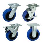 Blue TPR 6inch Heavy Duty Casters With Flat Tread For Office Buildings