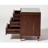 Buy cheap Glass top walnut wood veneer 3 drawers bed side table,night stand for hotel bedroom furniture from wholesalers