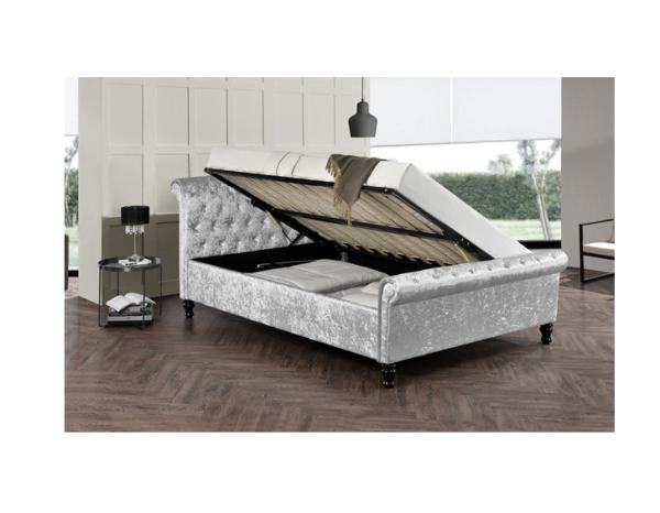 Buy cheap Professional Factory King Size Grey Crush Velvet Fabric Bed With Crystal Buttons from wholesalers