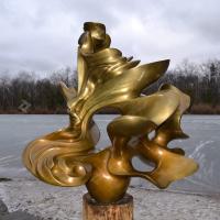 Buy cheap Golden Patina Casting Bronze Sculpture Sun Wheel Medium Size product