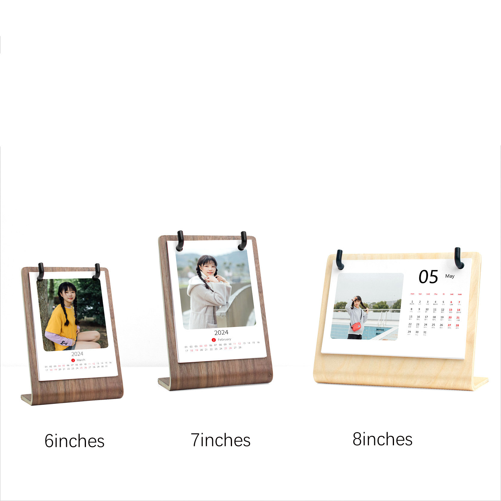 Desk Wooden Calendar Stand 6inch 7inch 8inch Calendar Wood Stand