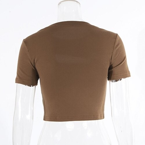 OEM Summer European And American Sexy Female T -Shirts Printing Hollowed Umbilical