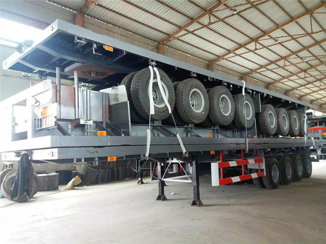 70 Ton 4 Axles 40ft 45ft Flatbed Container Delivery Semi Truck Trailer , Transportation Trailer