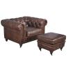Buy cheap Vintage Chesterfield Genuine Cow Leather Sectional Sofa Ottoman from wholesalers