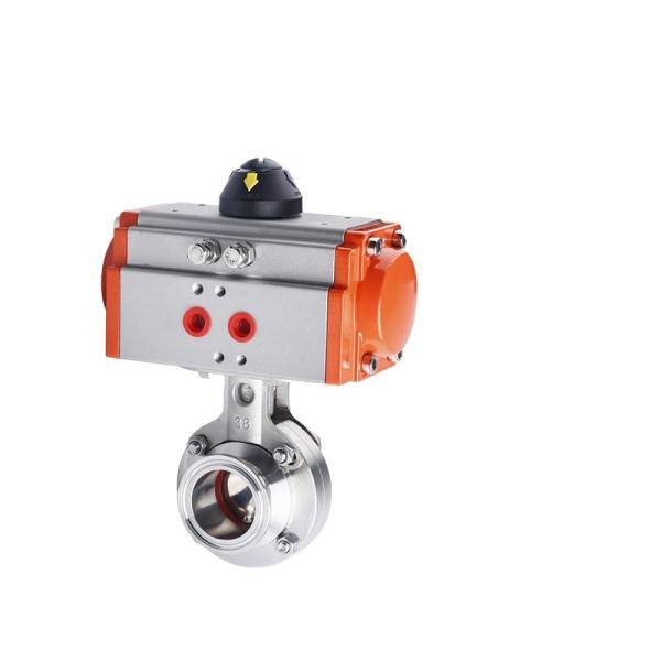 Water Media Sanitary Stainless Steel 304 Tri Clamp Pneumatic Actuator Butterfly