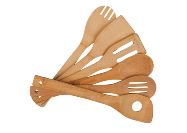 Organic Bamboo Utensil Set Wooden Cooking Spoons and Spatulas Antimicrobial