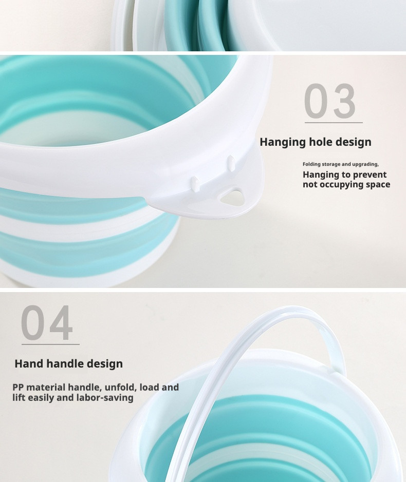 Compact Foldable Plastic Bucket Lightweight and Space-saving Water Storage Solution