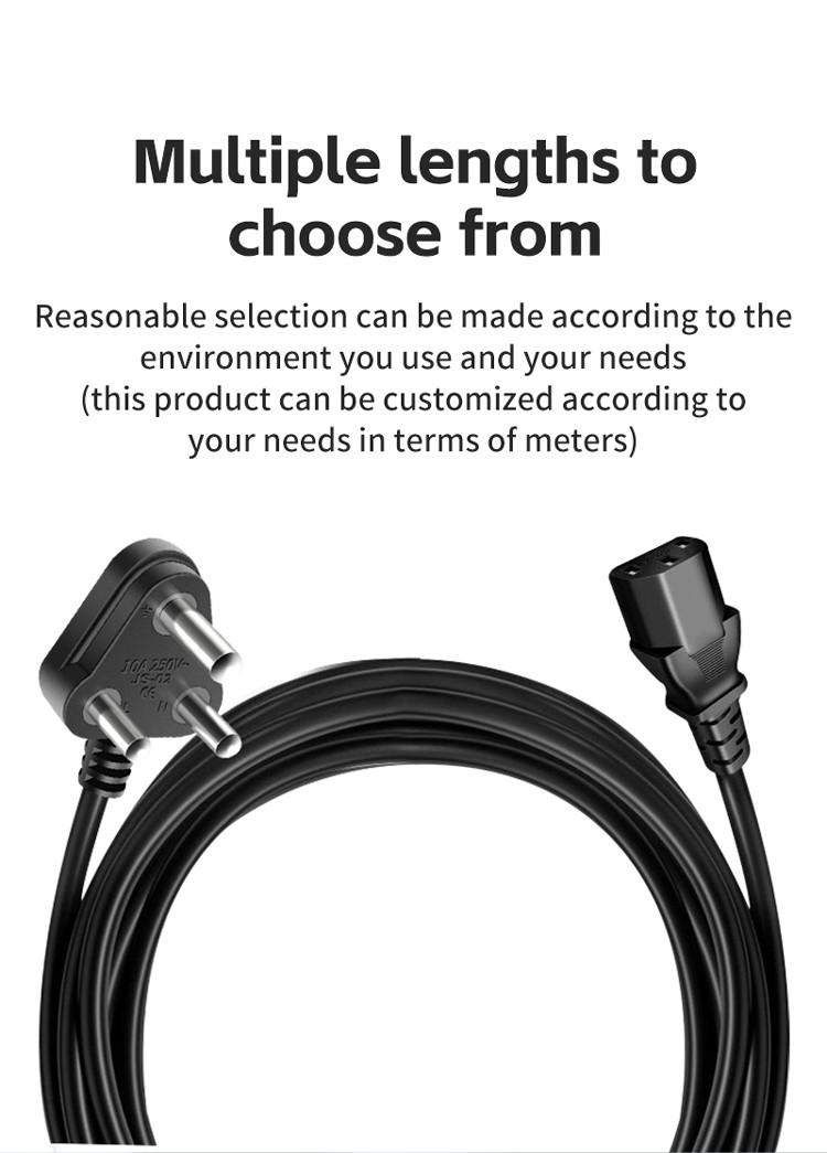1.5M India Power Electric Plug With Power Cord South Africa 3 Pin Power Cable For Computer And Laptop