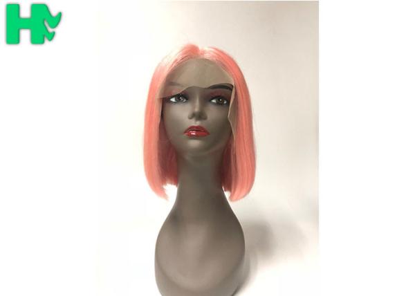 Buy cheap HF Peruvian Virgin Natural Human Hair Wigs , Lace Frontal Silky Straight Wave Bob Wig from wholesalers