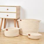 Rope Baskets for Storage Cotton Woven White Basket Bins with Handles