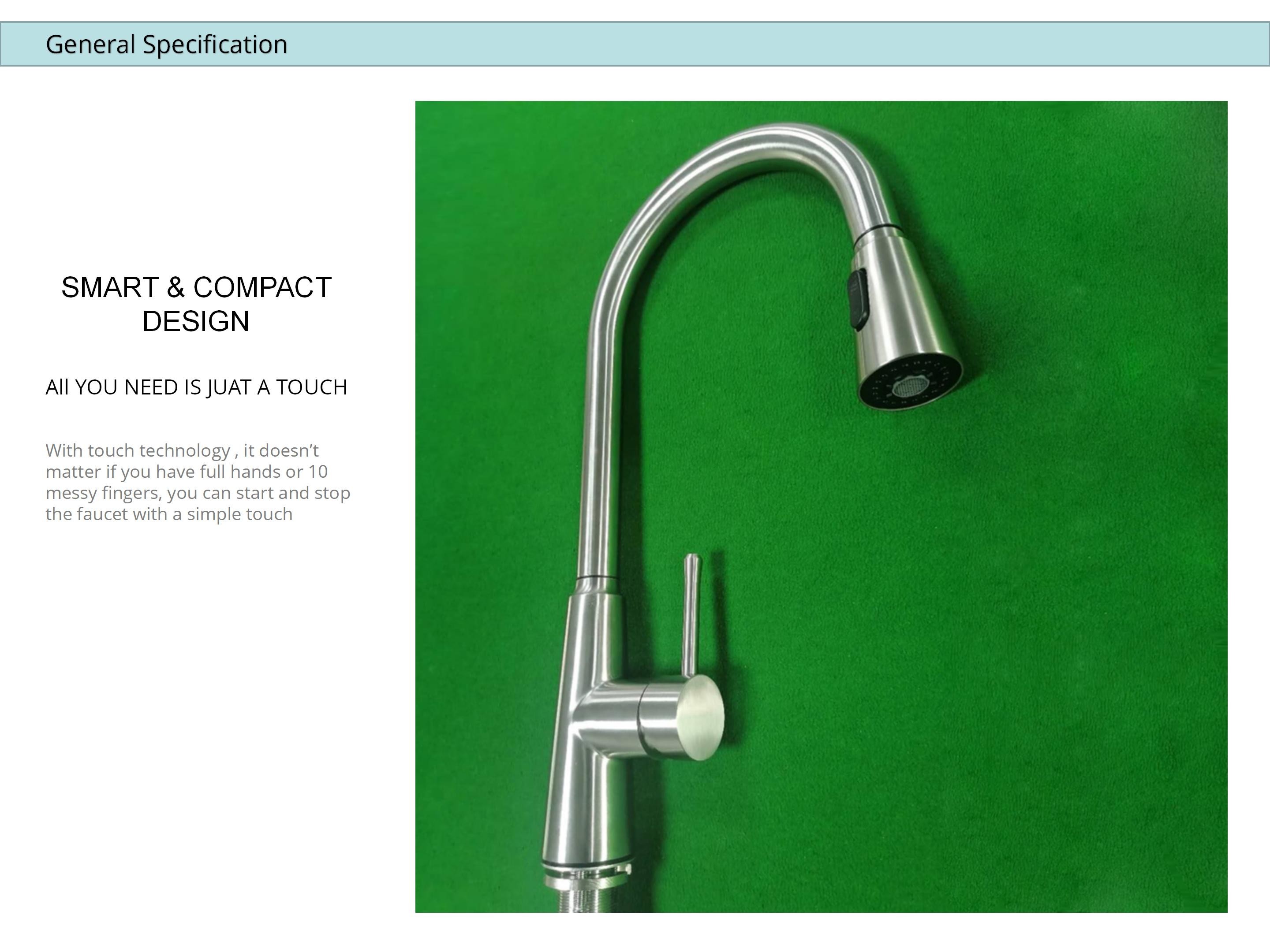 Single Hole Touch Sensor Kitchen Faucet Single Handle Mixer IPX5 For Sink