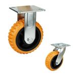 6 Inch PVC Hollow Core Swivel Heavy Duty Casters Orange Color Wheels