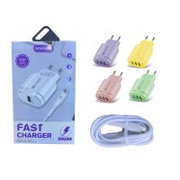 Buy cheap 2 In 1 Macaron Travel Phone Charger QC3.0 With USB Data Cable product