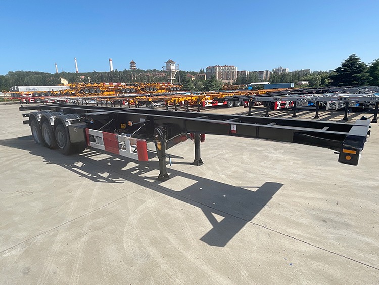 Truck Trailer 40ft Steel Shipping Container Semi Trailer 3 Axles Skeleton Frame Transportation Chassis for Cargo Loading