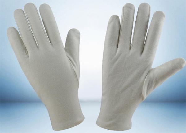 Buy cheap Bleached White Cotton Inspection Gloves , Cotton Glove Liners Hemming Cuff from wholesalers