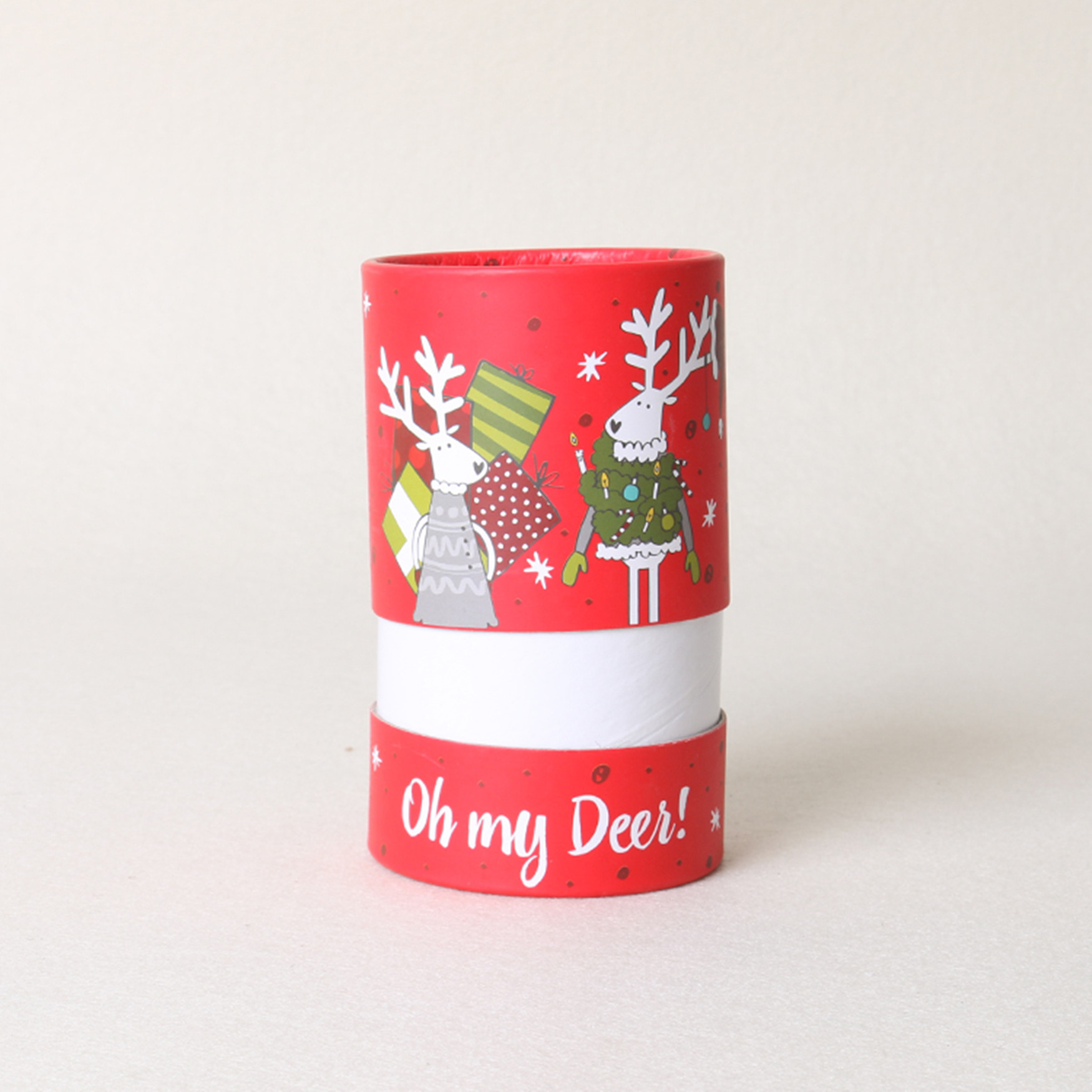 Red Round Xmas Gift Boxes Personality Printing 80x140mm For Gift Packing