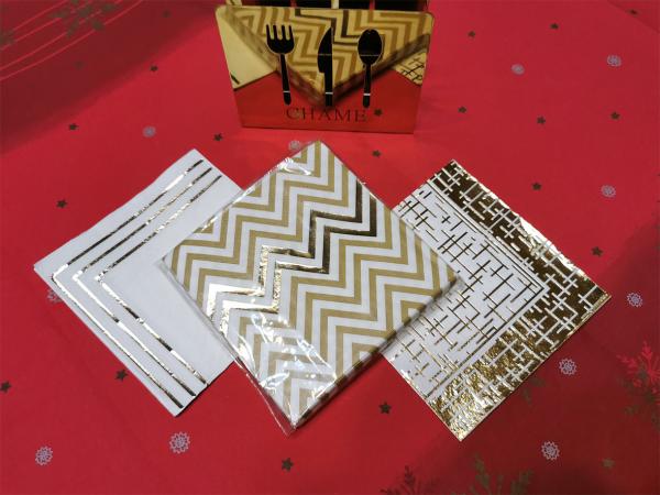 Christamns Disposable Gold Foil Napkin party cocktail napkins Luxury Ry And ECO