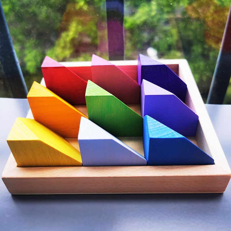 2300g 4cm Rainbow Wooden Flower Puzzle Wooden Stone Stacking Game