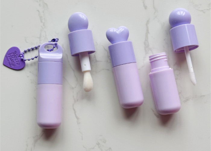 5ml Bubble Round Purple Lip Gloss Packaging Tube with Large Brush Plastic Tube Packaging