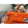 Buy cheap Orange Crocodile Skin Bag , 19cm Genuine Crocodile Leather Bag from wholesalers
