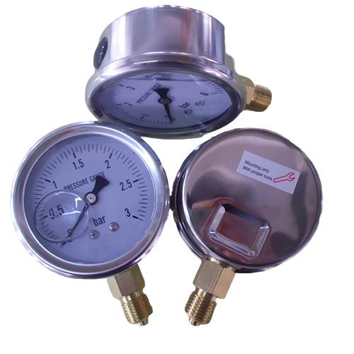 Buy cheap 3 bar 2-1/2 Inch single Scale Pressure Gauge 1/4 BSP lower mount stainless steel from wholesalers
