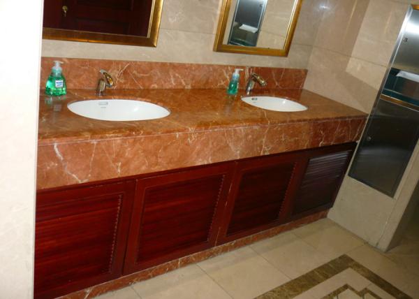 Buy cheap Tea Rose Natural Prefab Vanity Tops 22" Wide With Two Sink Holes from wholesalers