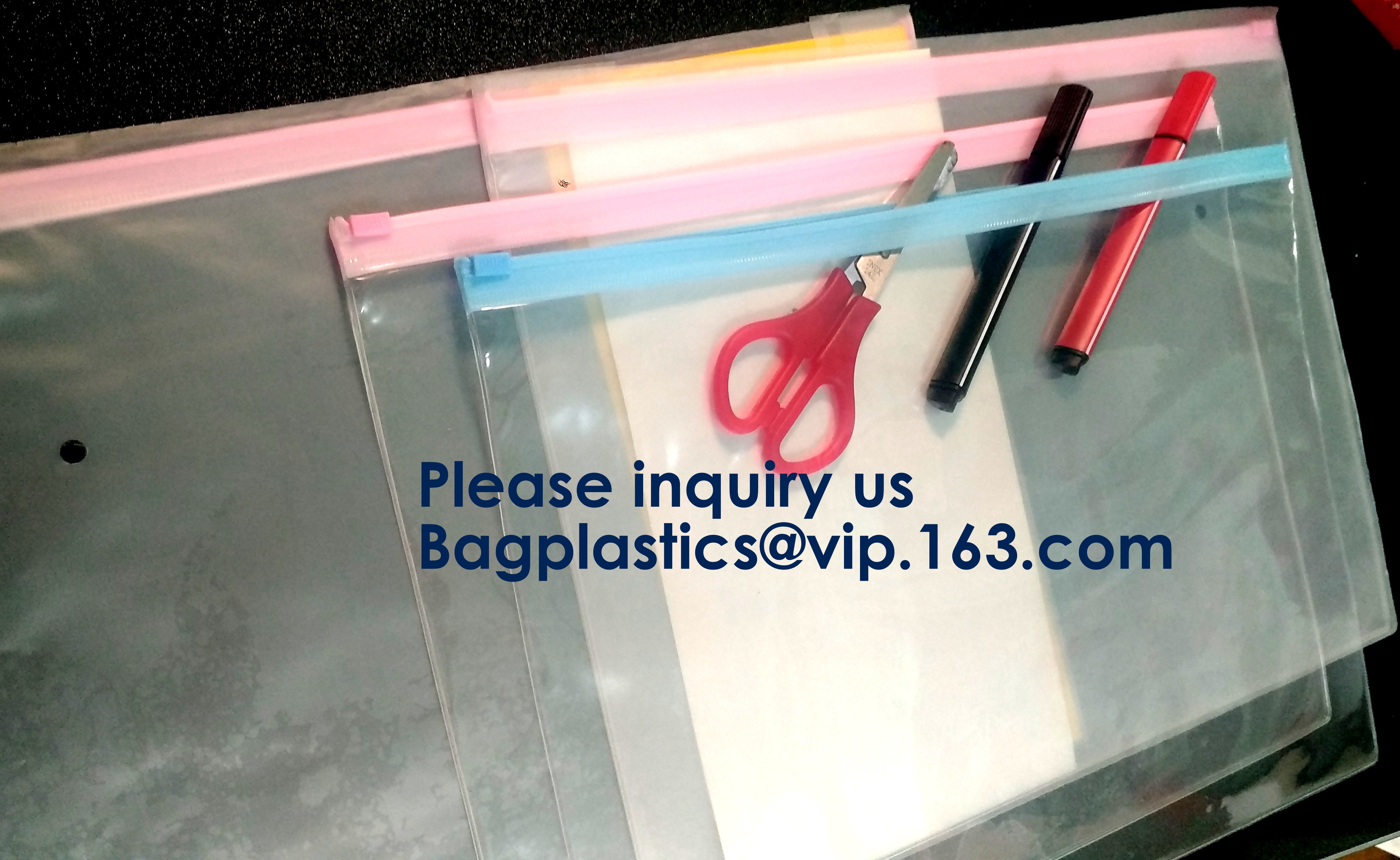 Waterproof Clear Plastic File Document File Bag For Bill Invoice Note File,Zip Plastic EVA Bags Blank Packaging Pouch