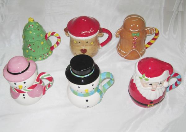 Buy cheap Easy Clean Dolomite Hand Painted Christmas Themed Mugs Food Grade With Covered from wholesalers