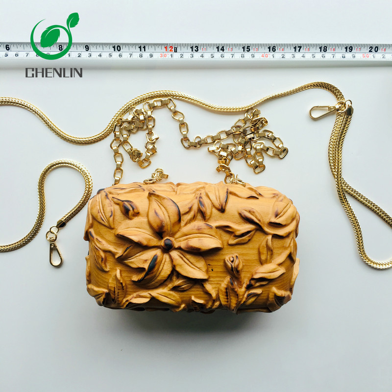 OEM ODM Women Wooden Clutch Bag Multicolor Natural Surface