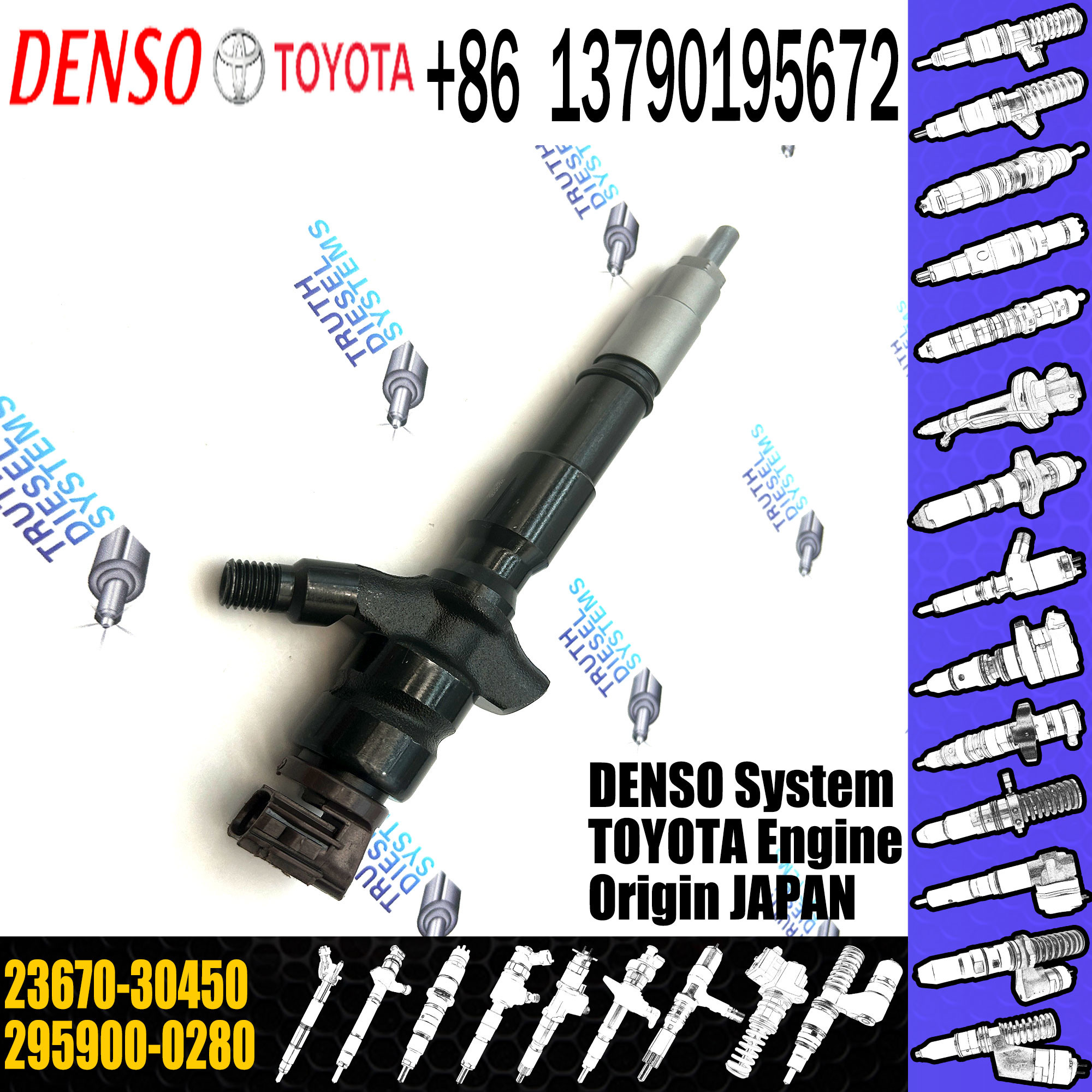 Inyector Injector 295900-0280 295900-0210 2367030450 23670-30450 for Toyota Hilux 2KD-FTV Euro V