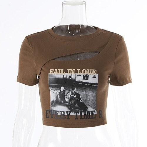 Buy cheap OEM Summer European And American Sexy Female T -Shirts Printing Hollowed Umbilical from wholesalers