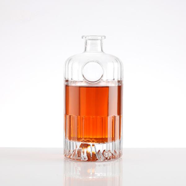 Buy cheap 1000ml Clear Black Nordic Round Empty Glass Rum Whisky Bottle with Cork Cap Made from wholesalers