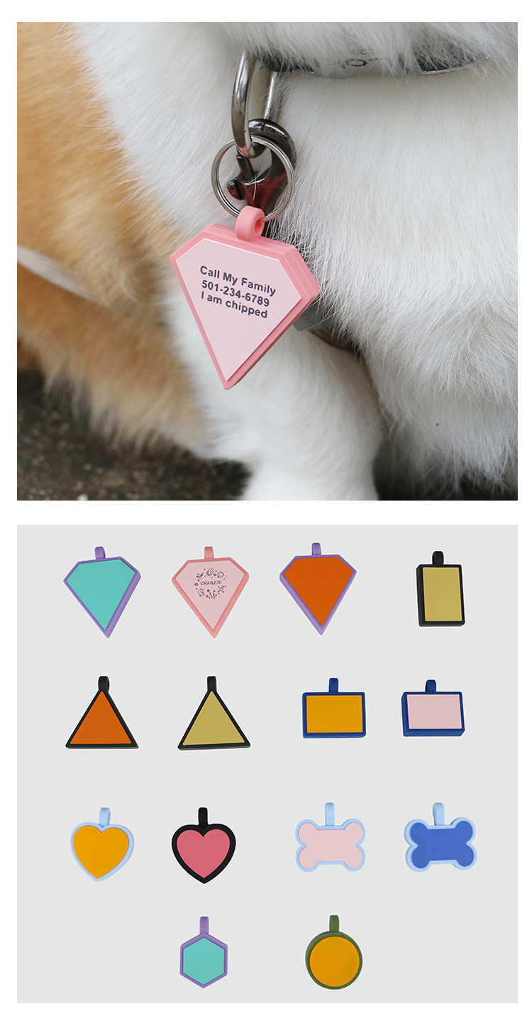 Wholesale low MOQ Cheap different shape many colors for options silicone blank dog tag name ID tag