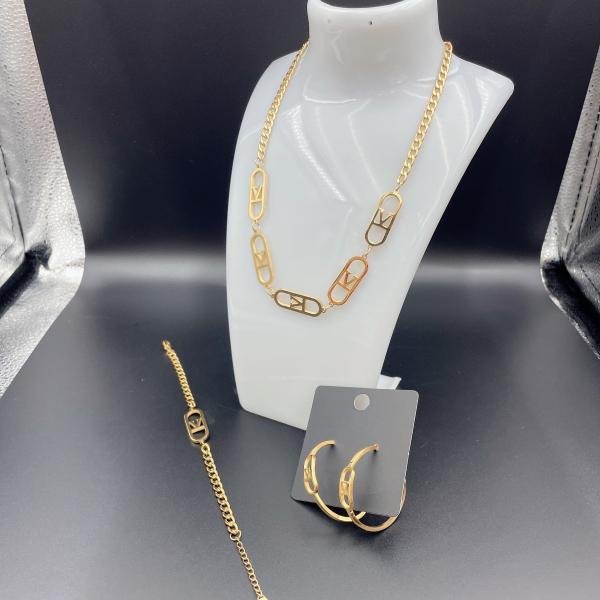 Buy cheap High Polish Newest Gold Color Stainless Steel Earring ,Necklace , Bracelet Sets For Lady from wholesalers