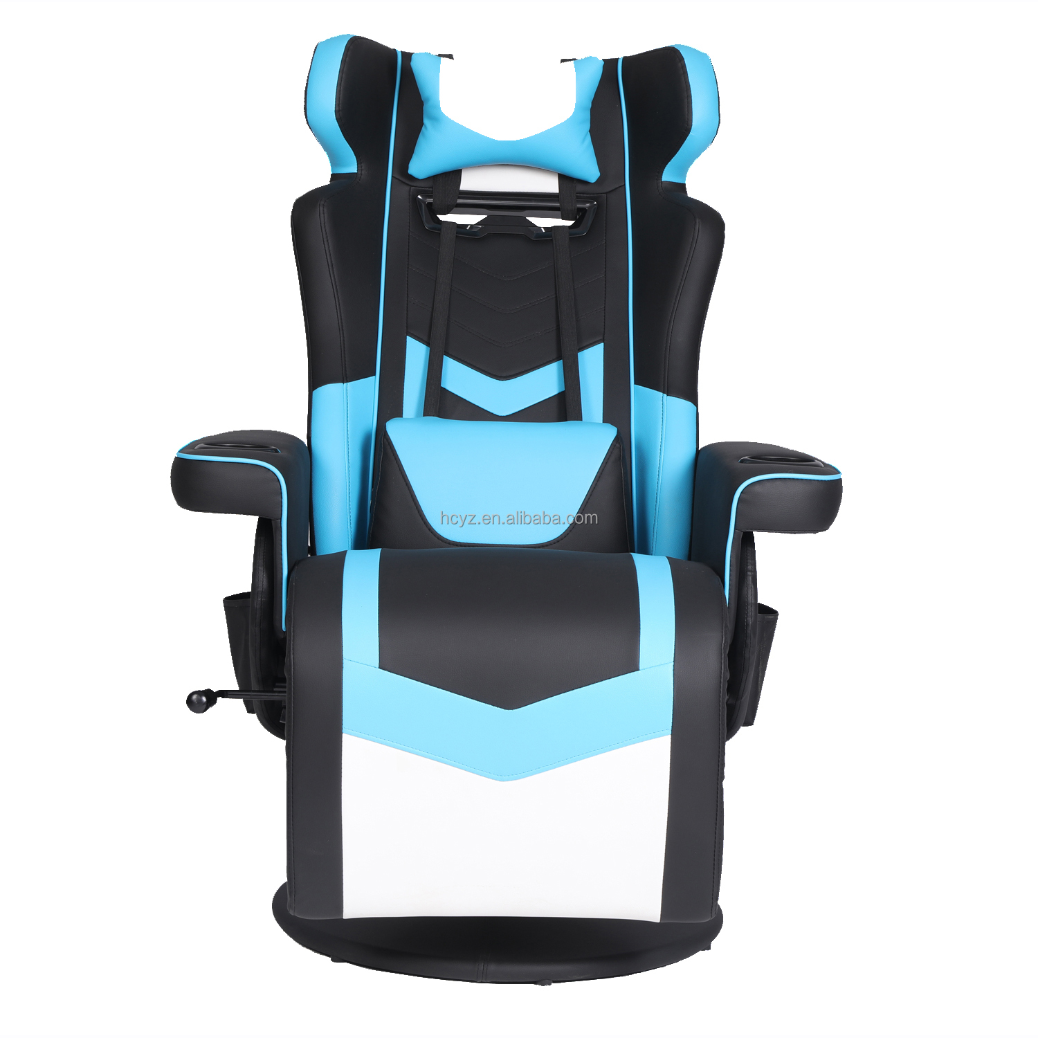 Modern Design Racing Style Leather Swivel Gaming Chair with Cup Holder and Footrest