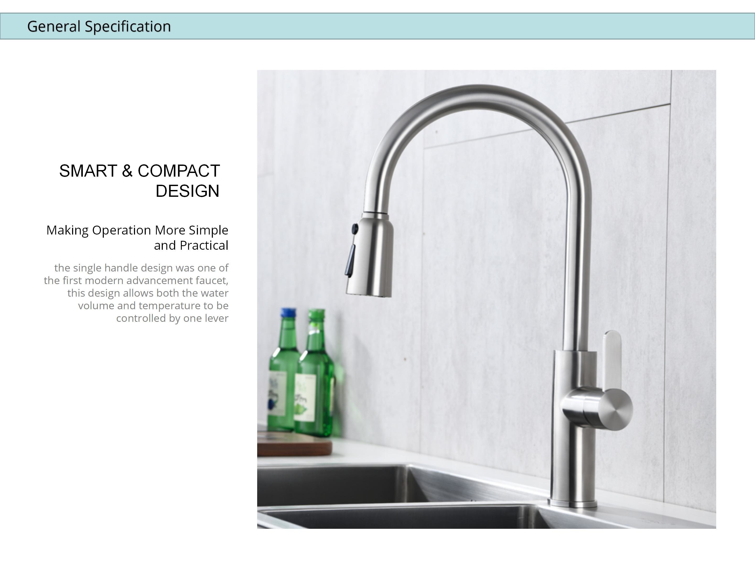 HOMEKA Single Handle High Arc Kitchen Faucet Brushed Nickel Mixer Taps OEM