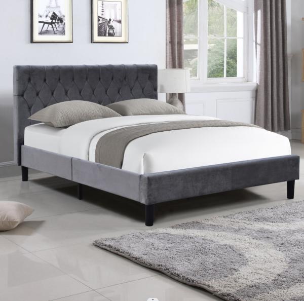 Buy cheap Twin Size Upholstered Bed Frame Tufted Buttons Headboard Plywood Foam Fabric Material from wholesalers