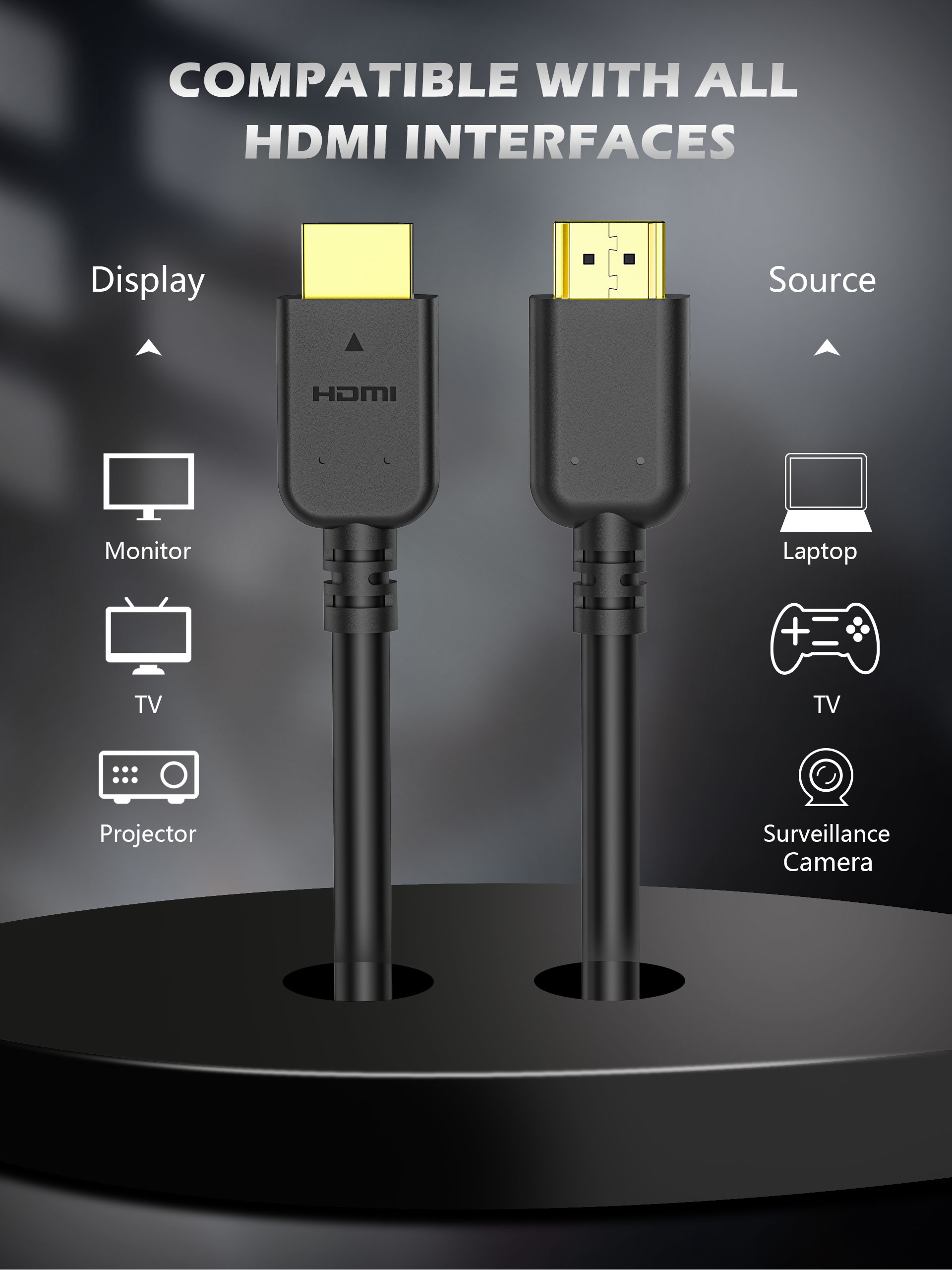 High Speed Certified 48Gbps 8k Optical Hdmi Cable 10 Foot Black Color